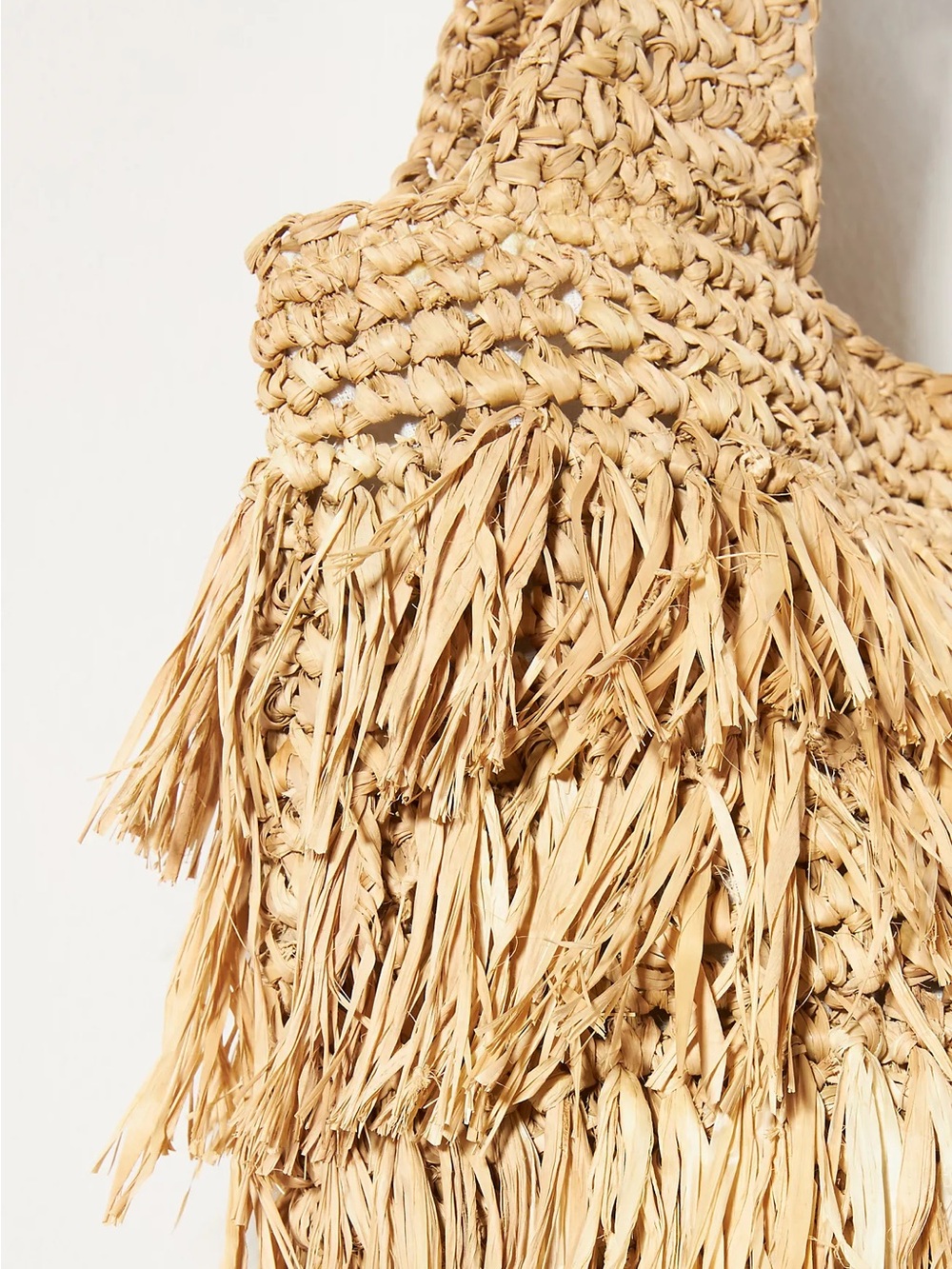 NWT Anthropologie Woven Raffia Lusana Fringe Tote Bag - Natural - Picture 7 of 7